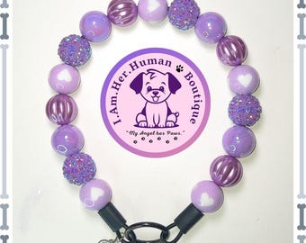 Purple Beaded Dog Collar: Valentine's Bubblegum Bead Necklace