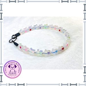 Starlet Pup | Beaded Dog Collar | Bubblegum Dog Collar | Dog Pearls | Bead Dog Necklace | Slip On | Rainbow | Acrylic | Large Dog Collar