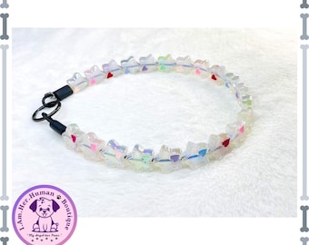 Iridescent Star Beaded Dog Collar: Acrylic Rainbow Puppy Necklace
