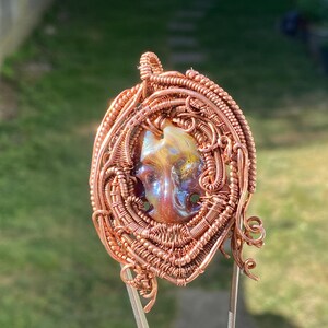 Wirewrapped glass woman face