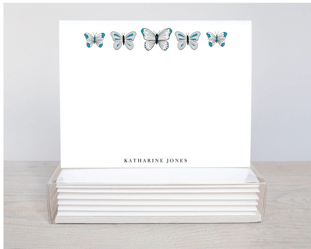 Butterfly Personalized Stationery Set, Elegant Note Cards - Etsy
