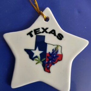 Texas Ornament, State of Texas Ornament, Bluebonnet Ornament, Texas Flag, Texas Christmas, Christmas Gift for Women and Men