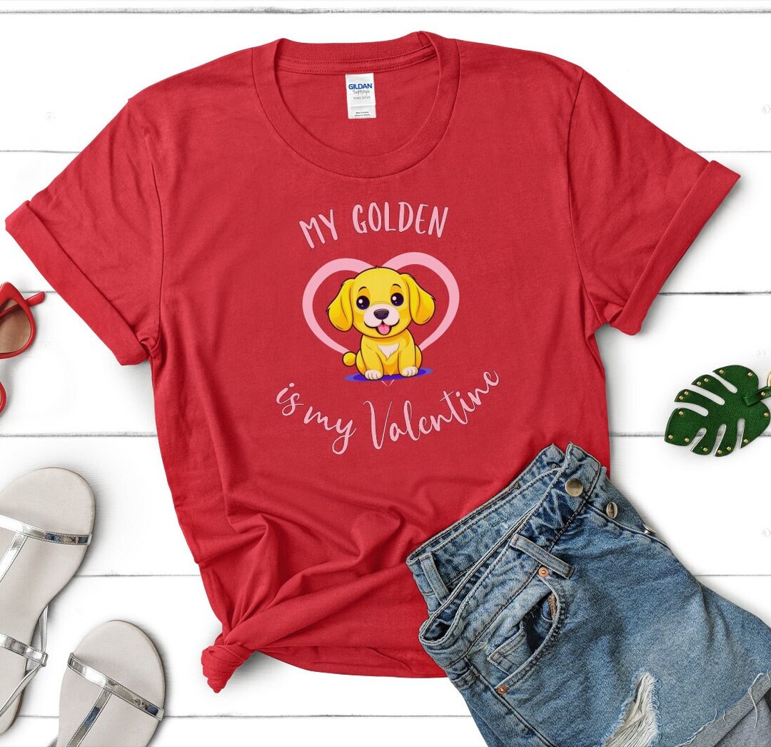 Golden Retriever Valentine T-shirt, Dog Mom Puppy Love Shirt - Etsy