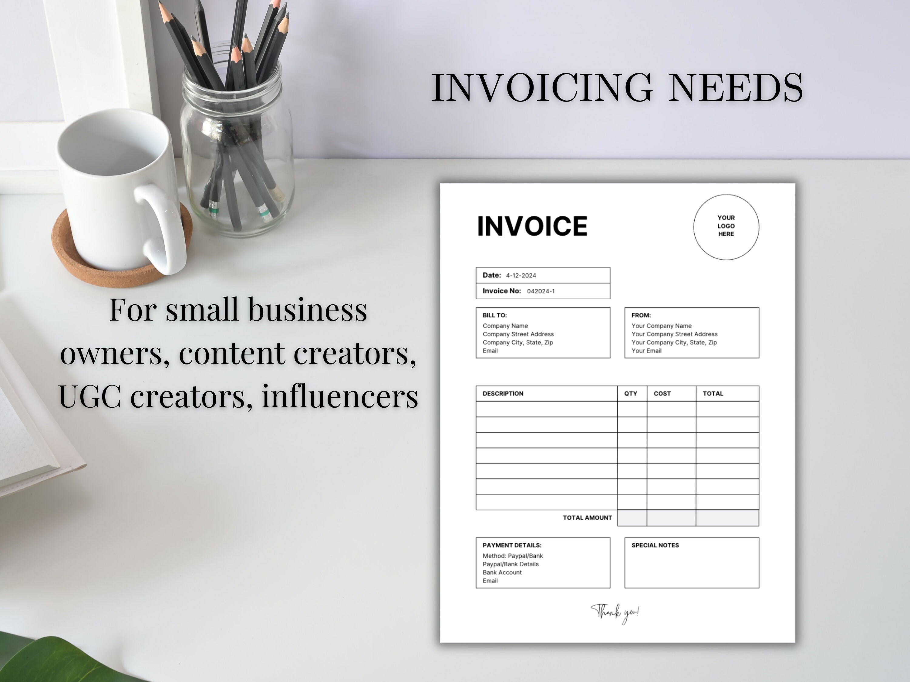 Editable invoice template custom small business invoice form ugc