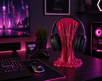 Soporte para auriculares Melt, accesorio de escritorio para juegos con diseño de goteo, decoración impresa en 3D