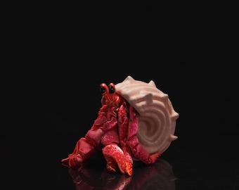 3D Printed Articulated Hermit Crab – Fidget Toy with Removable Shell