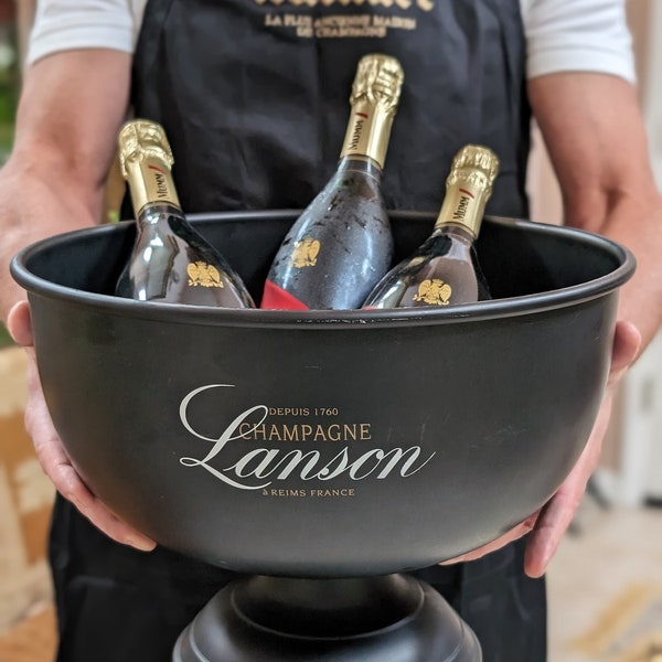 Rare Extra Large Lanson Black Label Champagne Ice Bucket Extra Large Metal Wine Chiller