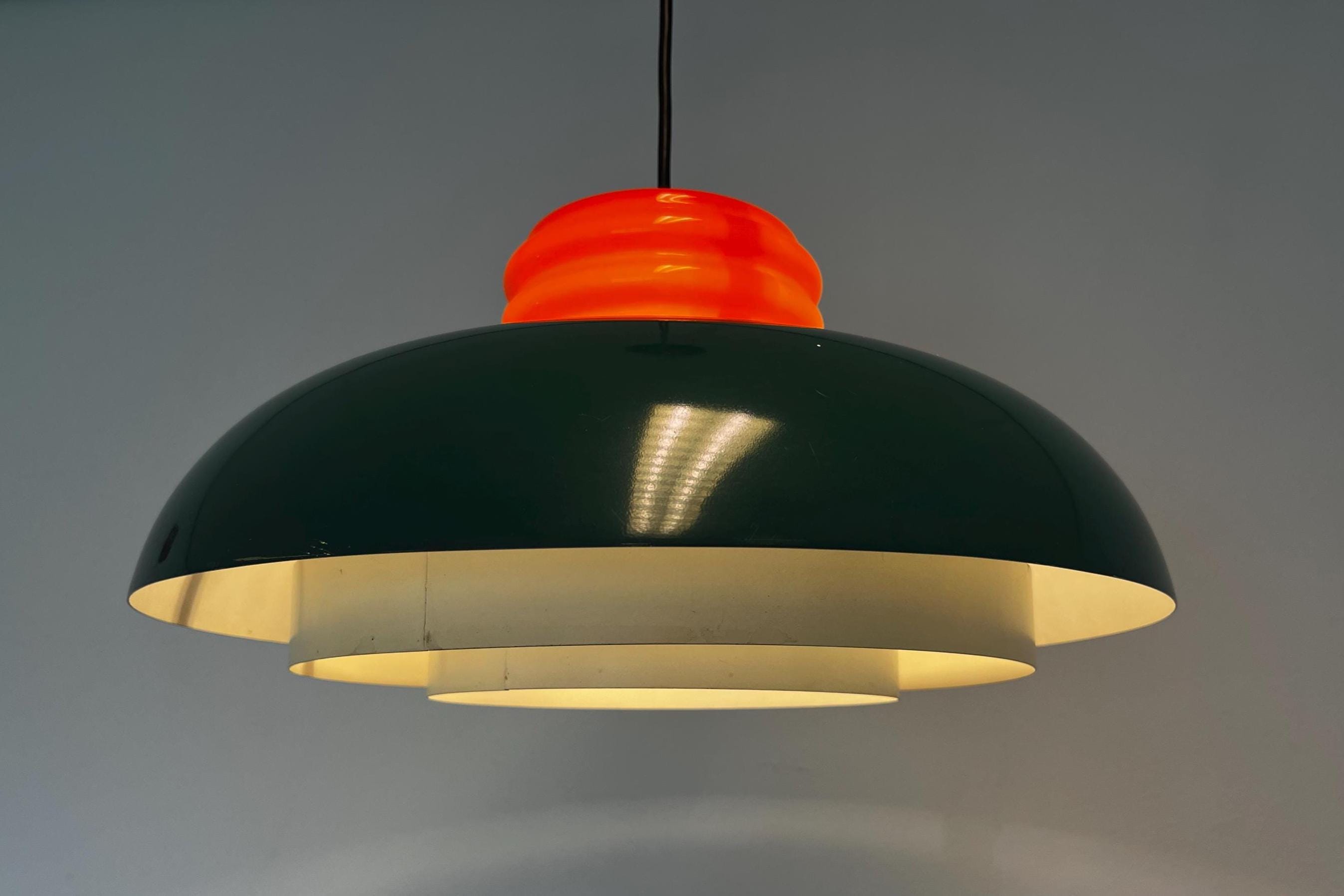 70s hanging lamp orange - Etsy 日本