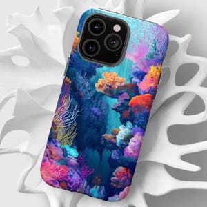 Abstract Coral Reef Phone Case: Modern Art Ocean Design
