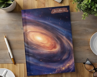 Journal céleste personnalisé : carnet de notes Starry Night - Couverture rigide, ligné, 5,75 x 8 pouces