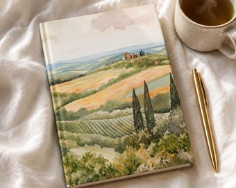 Personalized Travel Journal Tuscany | Italian Landscape Diary, Italy Vacation Gift, Lined Hardcover