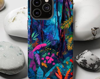 Vibrant Fauvist Jungle Flower Phone Case: Modern Art Design