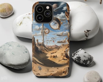 Surrealist Melting Clocks Phone Case: Dali Inspired Abstract Art