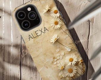 Personalized Daisy Phone Case: Rustic Wildflower Cottagecore Design for iPhone Samsung or Pixel