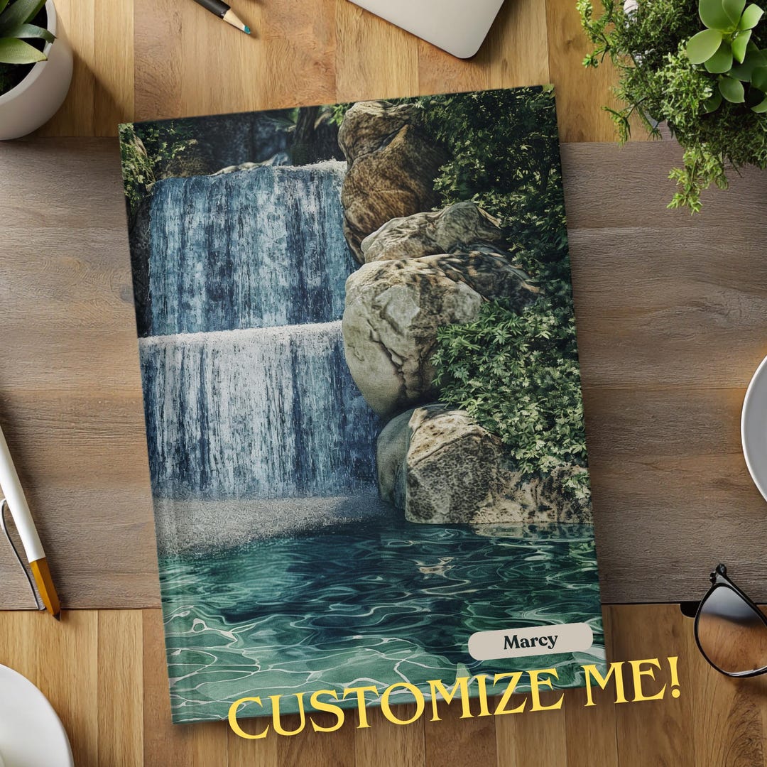 Personalized Waterfall Journal: 150-page Notebook - Hardcover, Lined, 5 ...