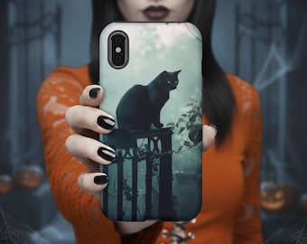 Black Cat Halloween Phone Case: Spooky Gothic Witchy Cover