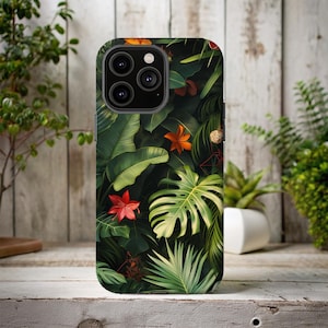 Tropical Jungle Phone Case, Monstera, Gift for Nature Lover, Floral iPhone 16 15 14 13 12 Samsung S25 S24 S23 S22 Pixel 9 8 7, Personalize