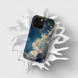 Starry Night Sky Phone Case Design, iPhone 16 15 14 13 12 Samsung Galaxy S25 S24 S23 S22 Pixel 9 8 7, Unique Gift, Celestial Blue Gold