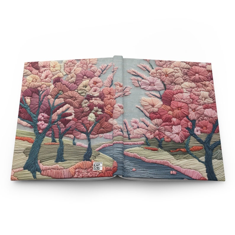 Cherry Blossom Embroidery-look Journal, Notebook 150 Lined Pages ...