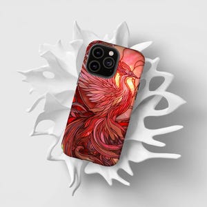 Funda Majestic Phoenix: Arte en vitral para iPhone, Galaxy o Pixel