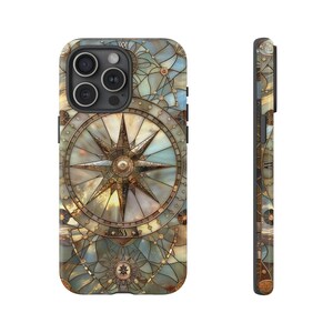 Coque de portable vintage en vitrail Compass : coque personnalisée double couche pour iPhone, Galaxy ou Pixel image 7