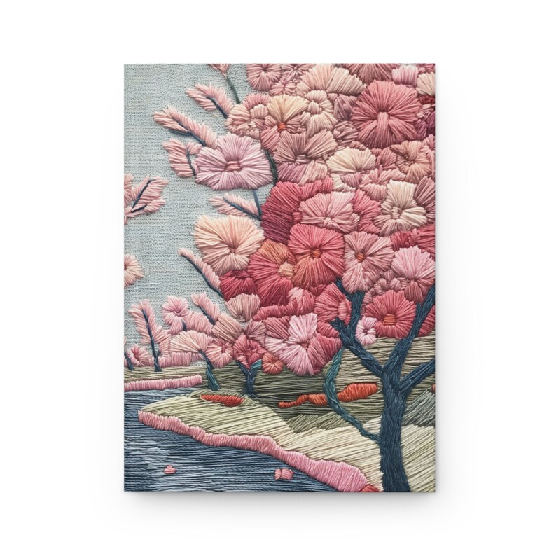 Cherry Blossom Embroidery-look Journal, Notebook 150 Lined Pages ...