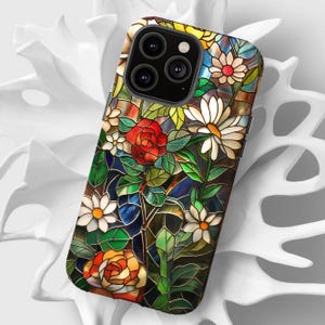 Art Nouveau Floral Phone Case: Stained Glass Botanical Design