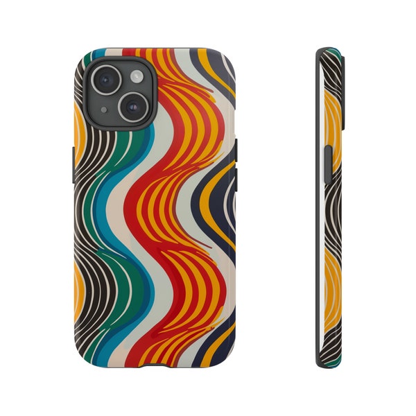 Kinetic pop art Phone Case inspired by Bridget Riley, mesmerizing optical patterns, iPhone Galaxy Pixel protective case for art lover (C)