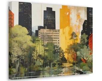 Urban Landscape Canvas Art - Cityscape in Modern Style Artwork on canvas perfect for home or office gift