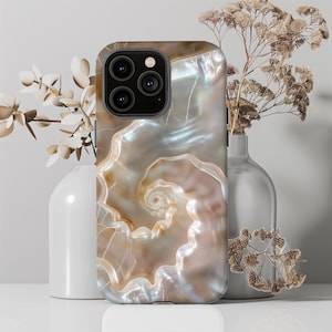 Nautilus Seashell Phone Case: Mother-of-Pearl Look, Durable Protection for iPhone, Galaxy or Pixel