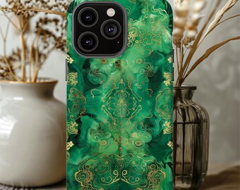 Emerald Green Jade Phone Case: Asian Inspired Design