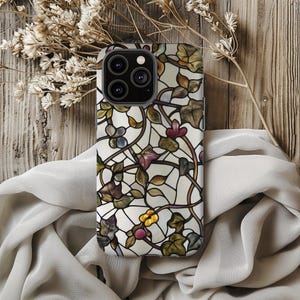 Stained Glass Vines and Flowers Phone Case: Art Nouveau Art Cover