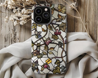 Stained Glass Vines Flower Phone Case: Art Nouveau Cover for iPhone, Galaxy, Pixel