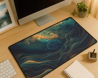 Personalized Nebula Art Desk Mat: Galaxy Image, Large Workstation or mousepad