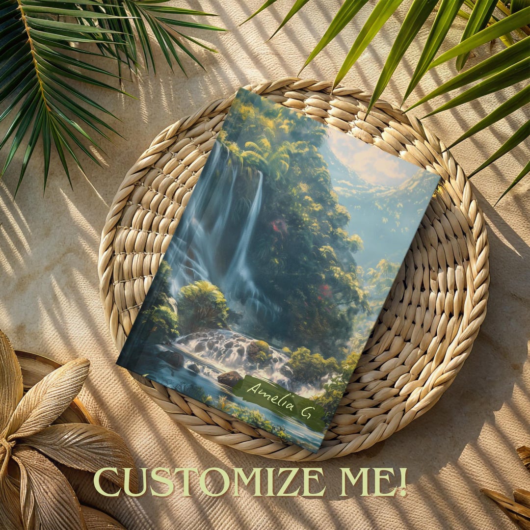 Tropical Waterfall Journal: Personalized Floral Hardcover Notebook ...