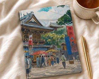 Personalized Travel Journal Kyoto | Hiroshige Festival Art, Japan Vacation Gift, Lined Hardcover
