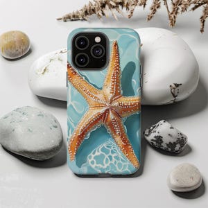 Starfish Phone Case: Ocean Sea Star Art, Protective Dual Layer