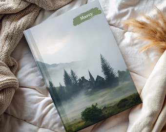 Personalized Scottish Highlands Travel Journal: Misty Landscape Notebook - hardcover, lined, 5.75x8 inches