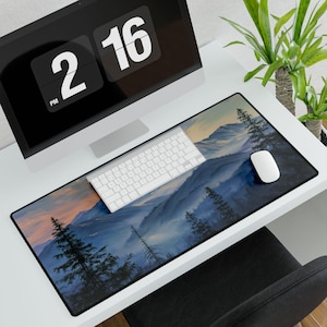 Mountain Landscape Desk Mat: Personalized Nature Art Mousepad