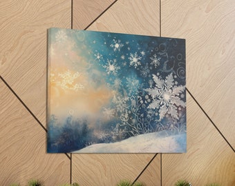 Winter Wonderland Canvas Art: Snowy Landscape, Sparkling Snowflakes