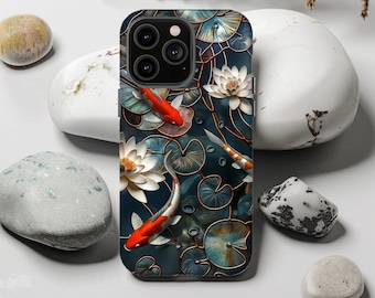 Koi Pond Phone Case: Stained Glass Japanese Art