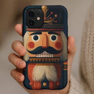 Funda para móvil Cascanueces navideño: Diseño retro de soldado navideño para iPhone, Galaxy o Pixel