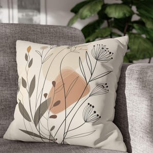 Capa de almofada elegante com desenho de flor, arte botânica minimalista, vários tamanhos, decoração moderna para casa, toque boho chique inspirado na natureza