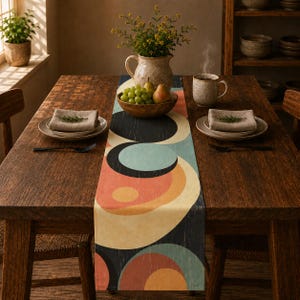Mid Century Modern Table Runner: Retro 1960s Abstract Print