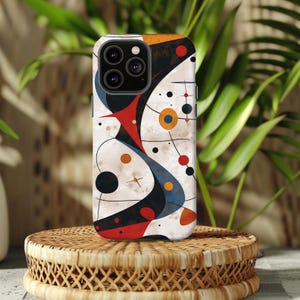 Funda para móvil inspirada en el surrealismo de Miró: Arte moderno y colorido