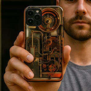 Funda para teléfono Steampunk: Engranajes imaginarios, diseño victoriano.