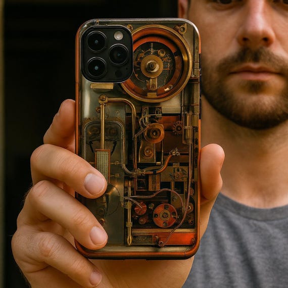 Custodia per telefono Steampunk: ingranaggi immaginari, design