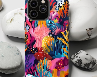 Abstract Coral Reef Phone Case: Modern Art Underwater Design