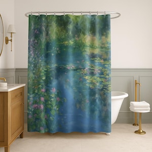 Monet Wasserlilie Duschvorhang: Gartenkunst, elegantes Badezimmerdekor (180 x 180 cm)