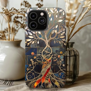 Tree of Life Phone Case: Stained Glass Illusion Design